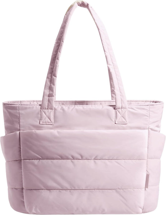 Puffy Tote Bag with Compartments Shoulder Bag Handbag for Travel, Work, Gym
